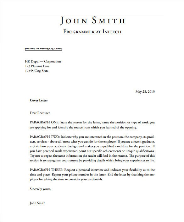 Latex Cover Letter Template 5 Latex Cover Letter Templates Free Sample Example