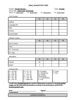 Lausd Report Card Template Report Card Template by Elementary and Middle Creativity