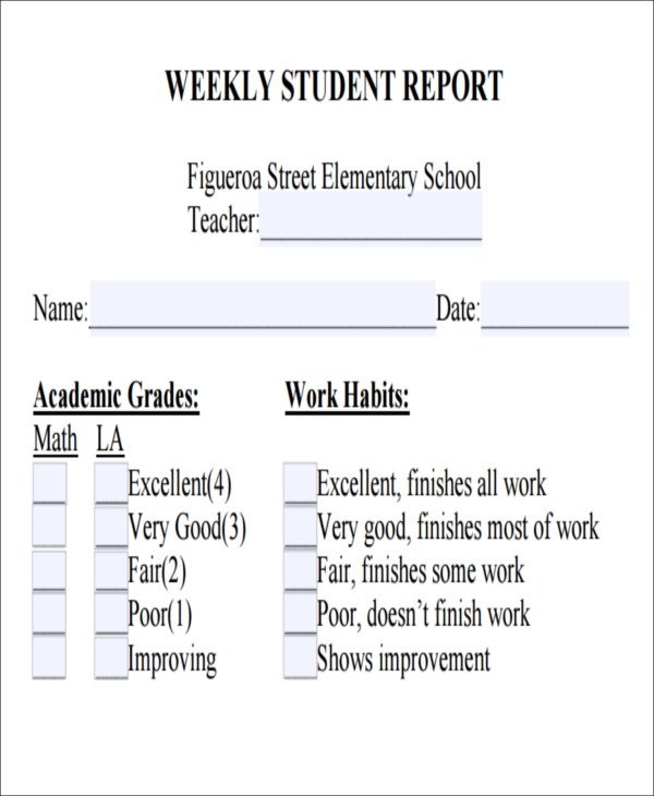 Lausd Report Card Template Student Report Templates 14 Free Word Pdf Google Docs