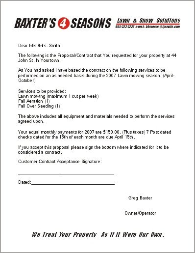Lawn Care Bid Template Free Printable Lawn Care Contract form Generic