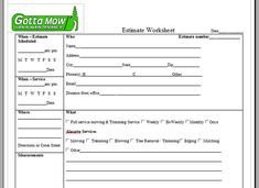 Lawn Care Estimate form Great for Landscapers and Gardeners This Printable Lawn