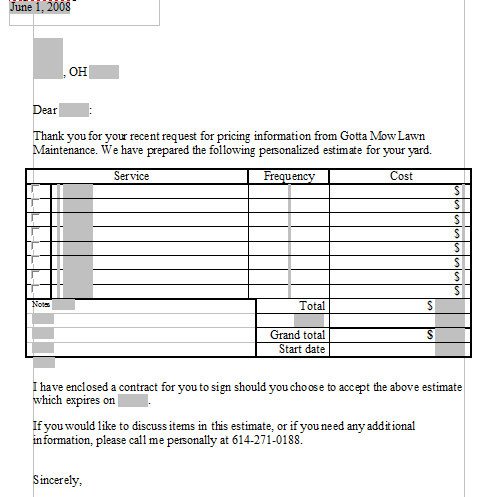 Lawn Care Estimate form Lawn Care Quote Template Image Quotes at Relatably