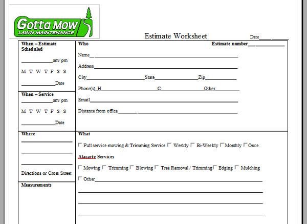 Lawn Care Estimate form Lawn Care Service Quote Template Image Quotes at Relatably