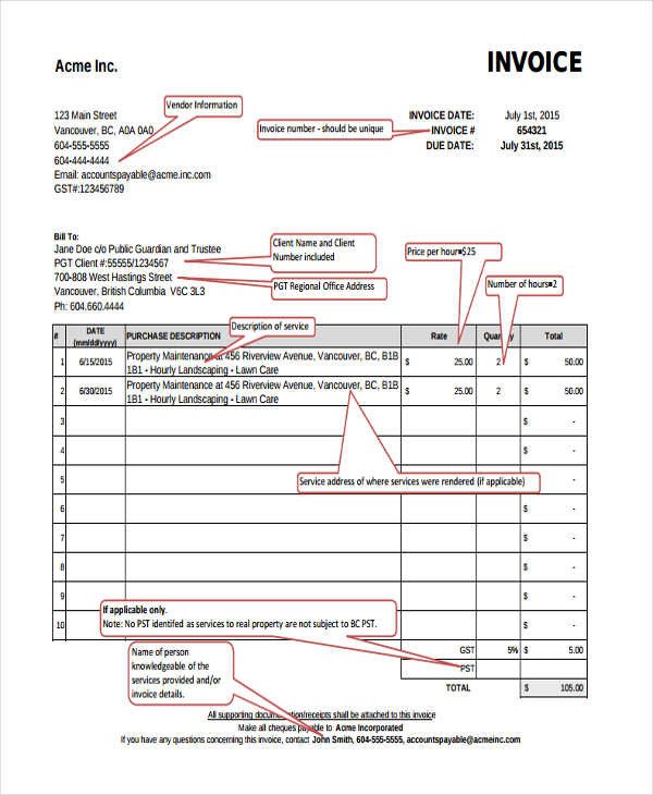 Lawn Care Invoice Template 5 Lawn Care Invoice Templates Free Samples Examples