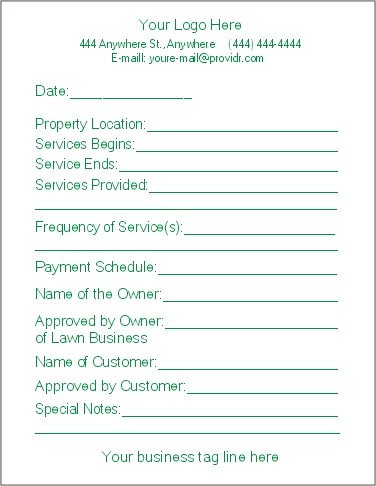 Lawn Care Proposal Template Free Free Printable Lawn Care Contract form Generic