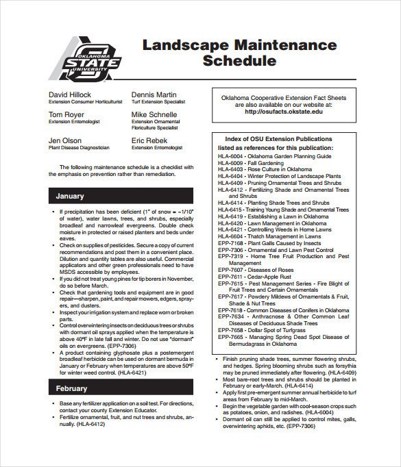 Lawn Maintenance Schedule Template Maintenance Schedule Template 37 Free Word Excel Pdf