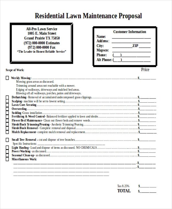 Lawn Service Proposal Template Free 45 Proposal Templates In Doc