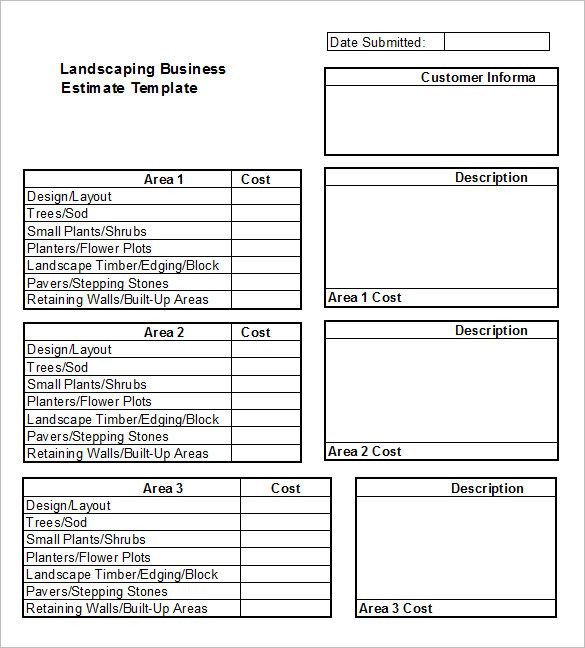 Lawn Service Proposal Template Free 6 Landscaping Estimate Templates – Free Word Excel &amp; Pdf