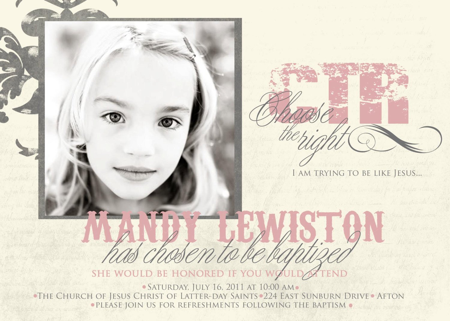 Lds Baptism Announcement Template Free Vintage Baptism Invitation by Nattysuedesigns1 On Etsy