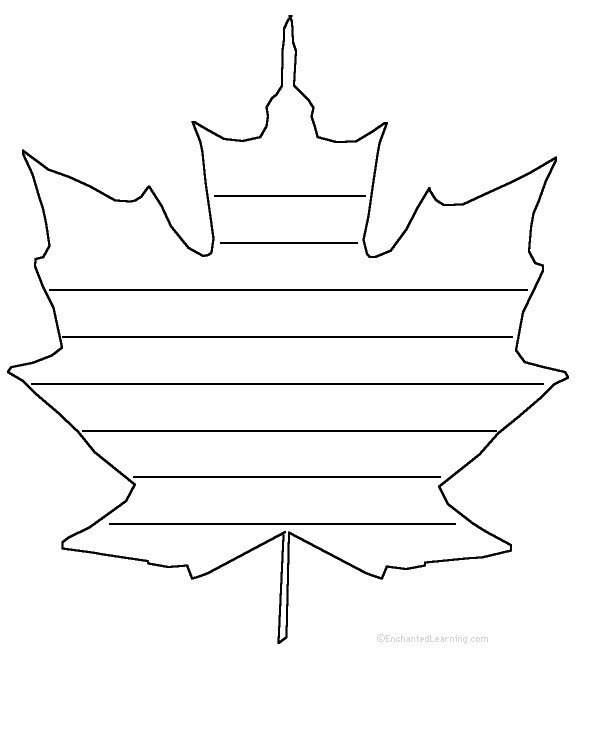 Leaf Template with Lines Canada Enchantedlearning