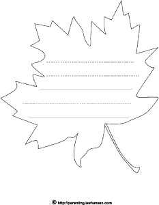 Leaf Template with Lines Maple Leaf Outline Shape with Lines for Writing