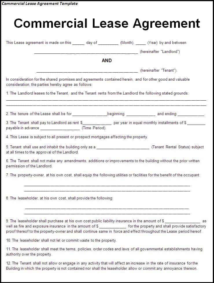 Lease Agreement Template Pdf 13 Mercial Lease Agreement Templates Excel Pdf formats