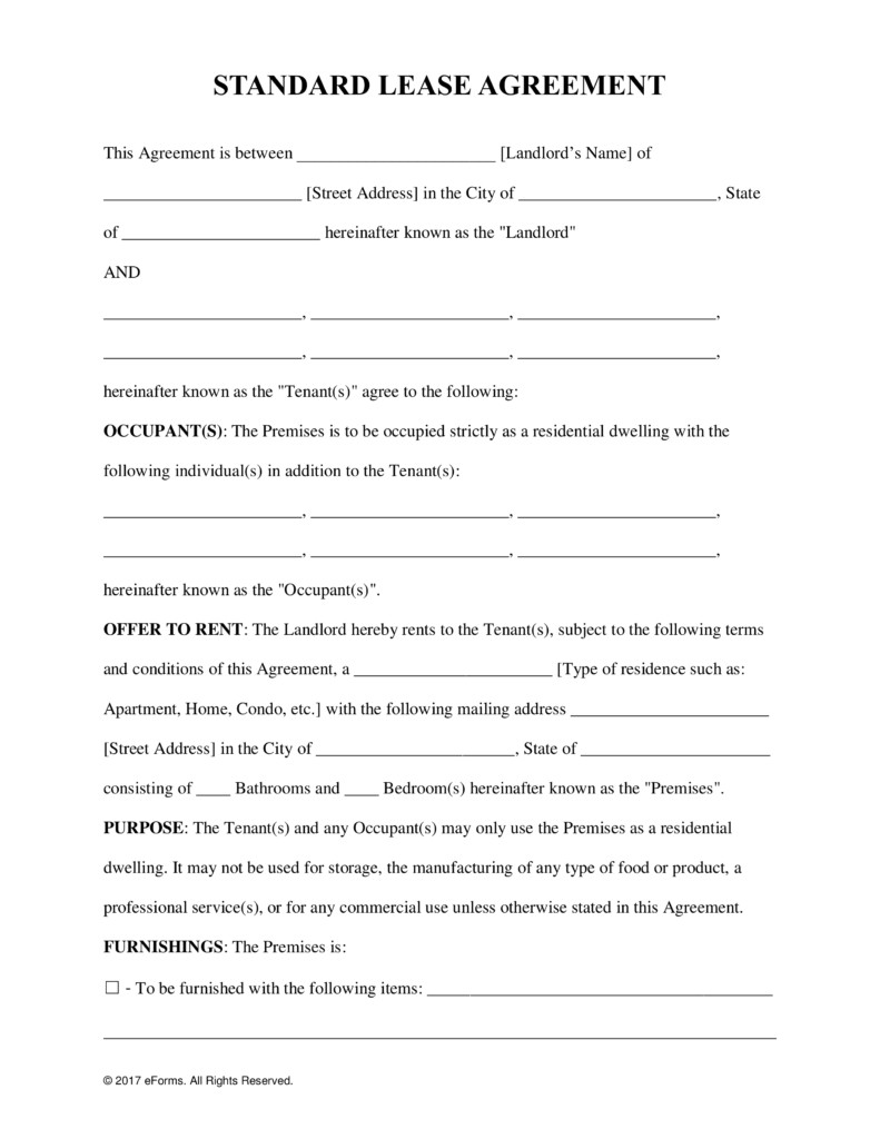 Lease Agreement Template Pdf Free Rental Lease Agreement Templates Residential