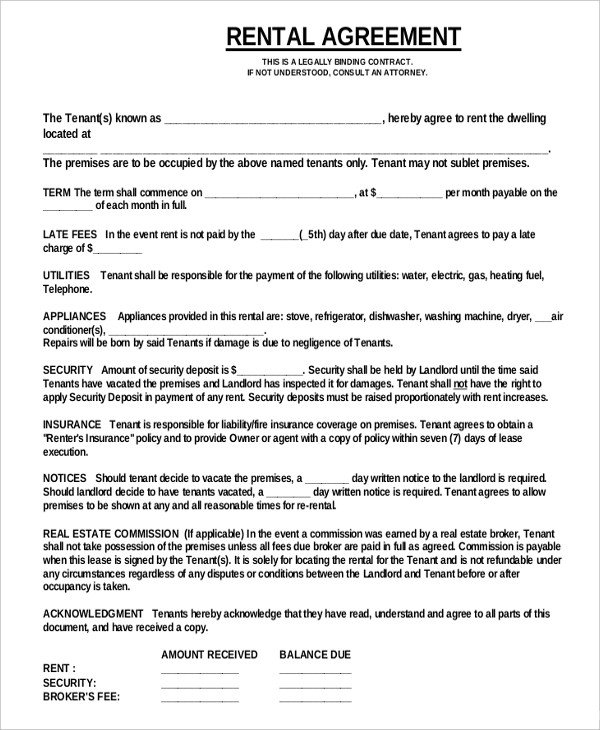 Lease Agreement Template Pdf Residential Rental Agreement – 15 Free Word Pdf