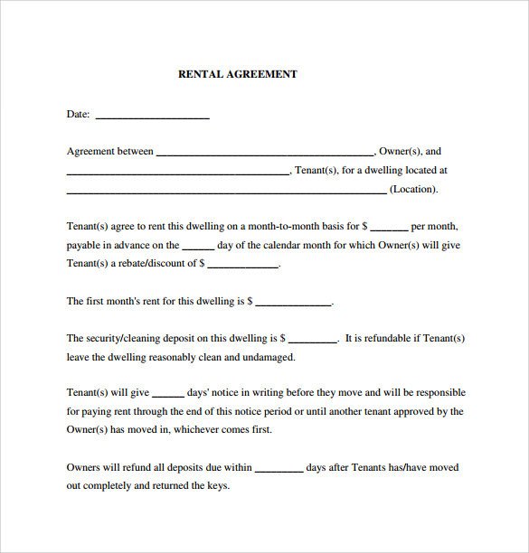 Lease Agreement Template Pdf Sample Generic Rental Agreement 6 Free Documents In Pdf
