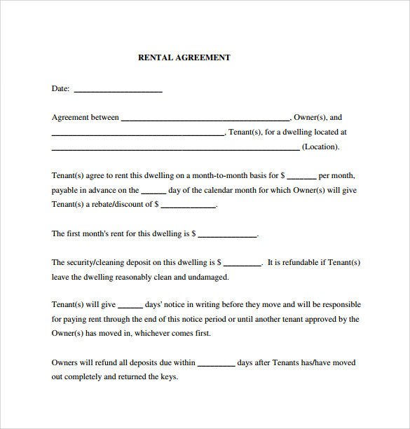 Lease Agreement Template Pdf Sample Generic Rental Agreement 6 Free Documents In Pdf