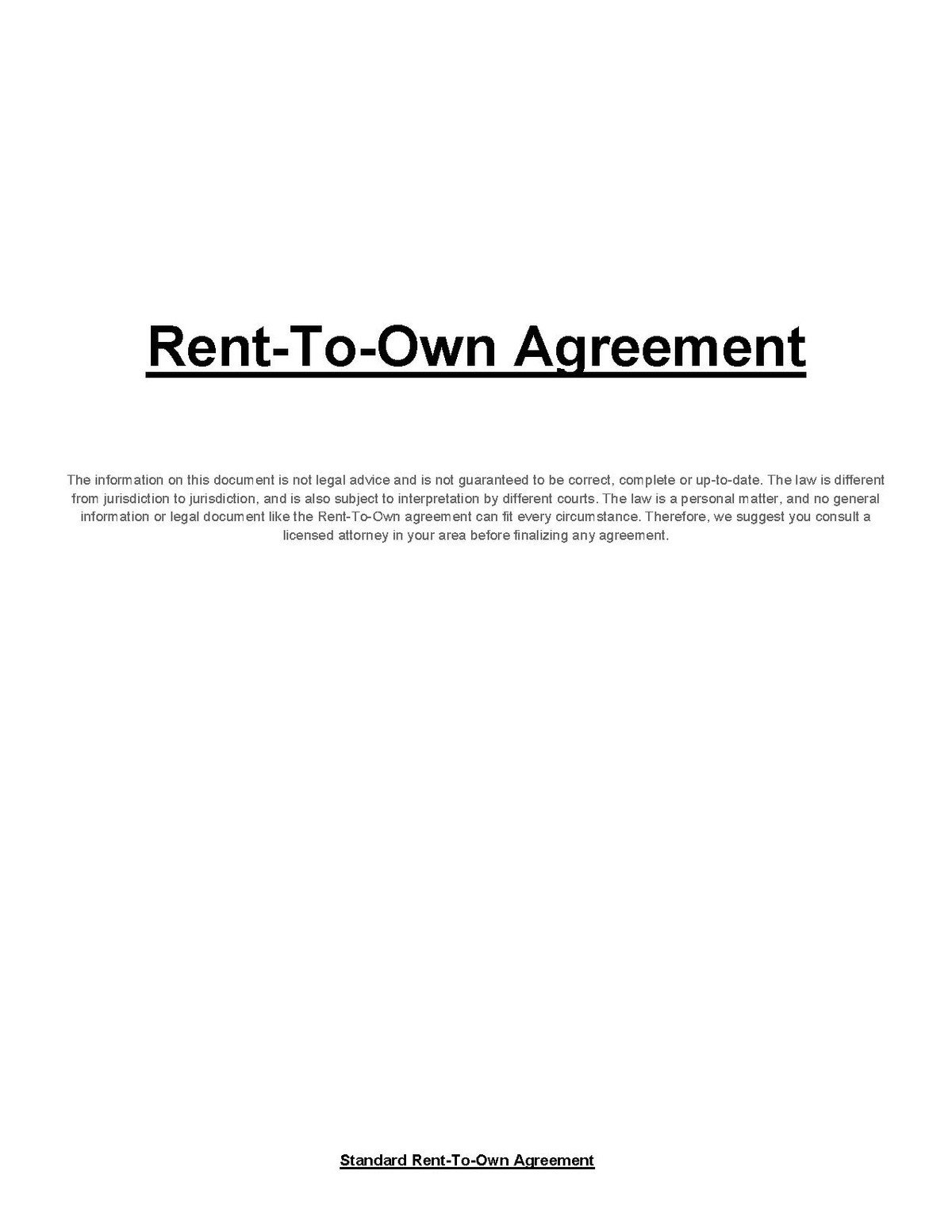 Lease Purchase Agreement form Rent to Own