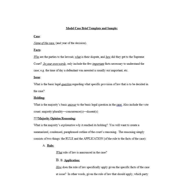 Legal Brief Template Word 40 Case Brief Examples & Templates Template Lab