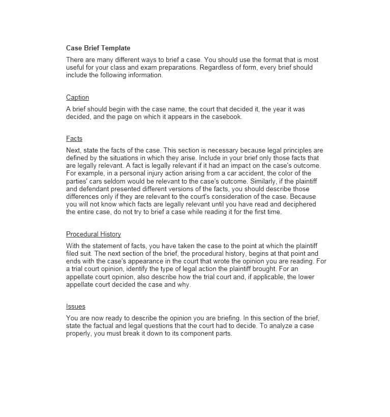 Legal Brief Template Word 40 Case Brief Examples &amp; Templates Template Lab