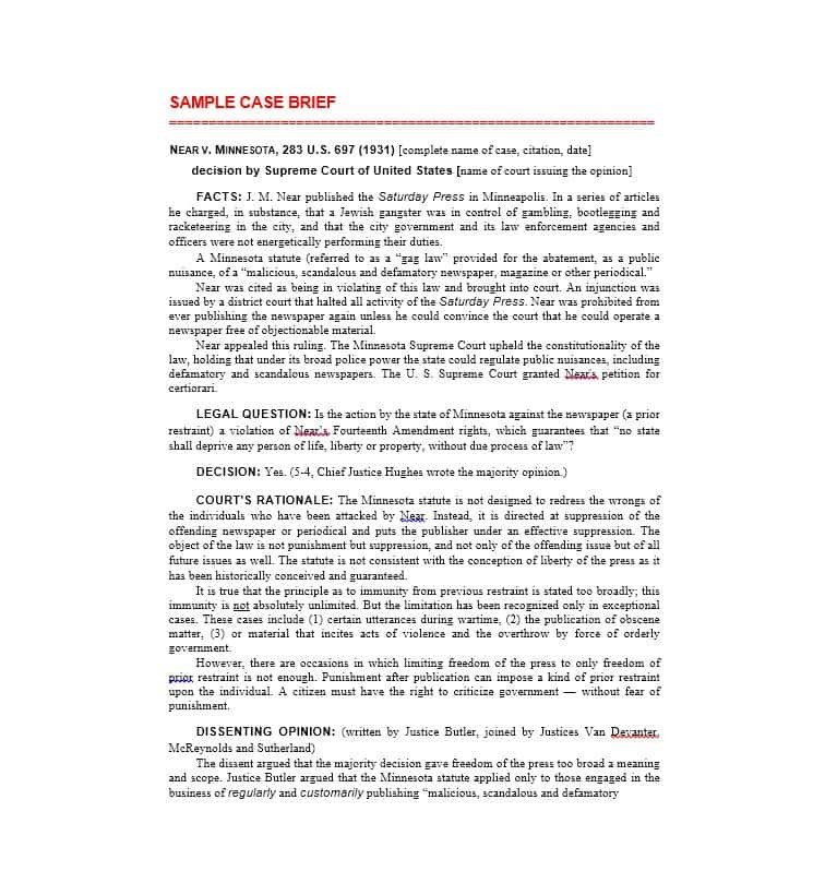 Legal Brief Template Word 40 Case Brief Examples &amp; Templates Template Lab