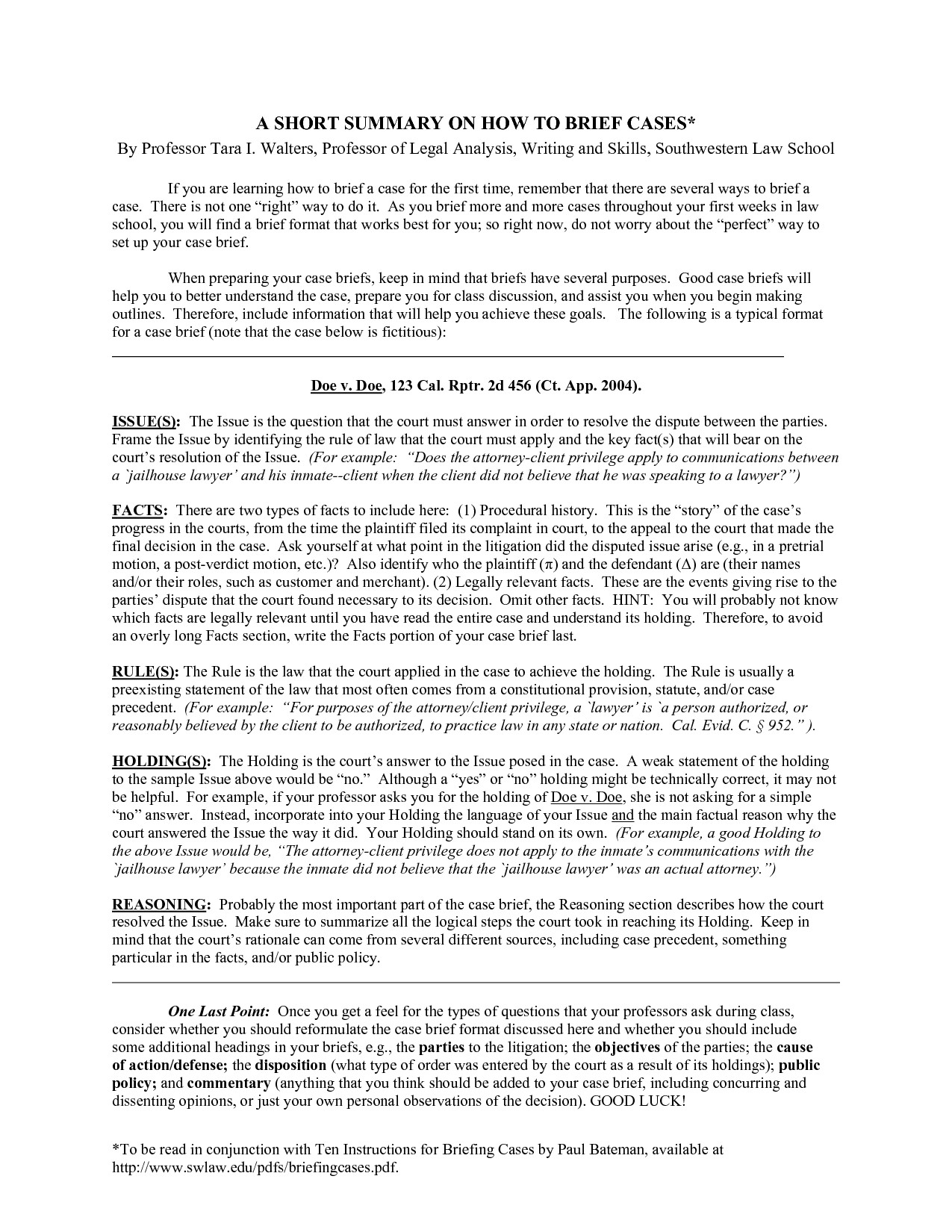 Legal Brief Template Word Case Brief Template