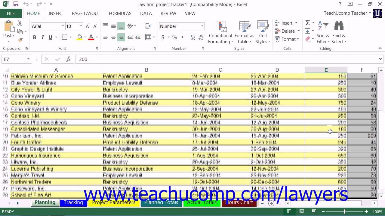 Legal Case Management Excel Template Microsoft Excel 2013 Training for Lawyers Using the Law