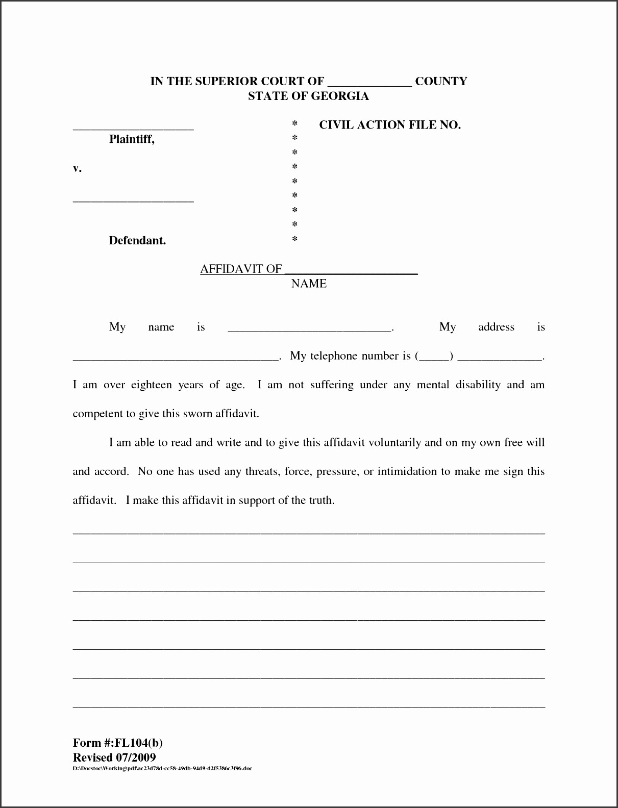 Legal Templates for Word 6 Affidavit form Template In Word Sampletemplatess