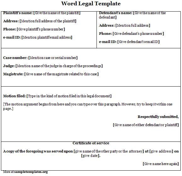Legal Templates for Word Word Legal Template Of Word Legal