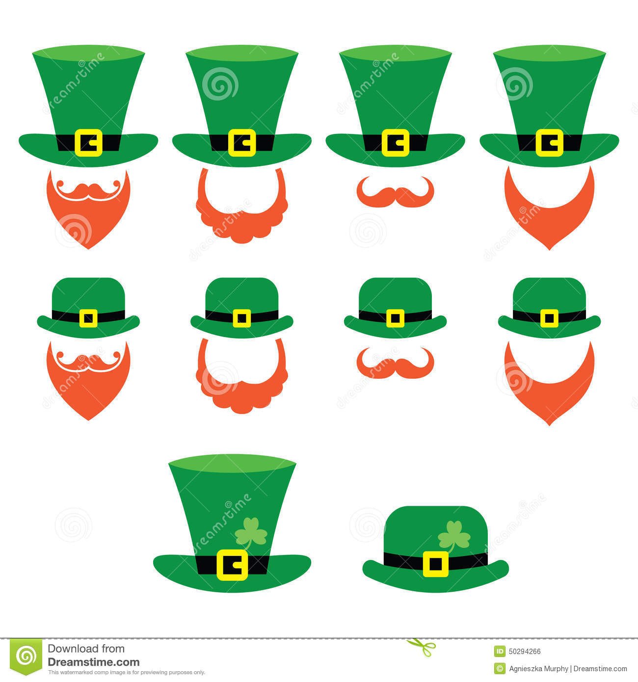 Leprechaun Hat and Beard Template Leprechaun Character for St Patrick S Day In Ireland Stock