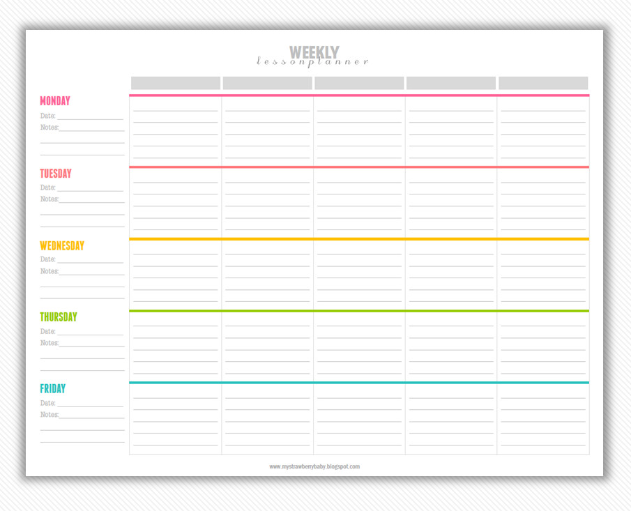 Lesson Plan Book Template Printable My Strawberry Baby Free Printable Weekly Lesson Plan