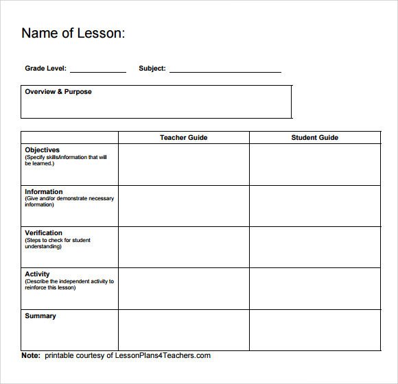 Lesson Plan Book Template Printable Sample Printable Lesson Plan Template 8 Free Documents