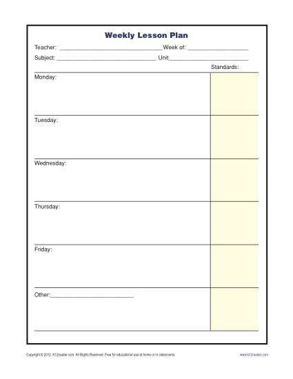 Lesson Plan Book Template Printable Weekly Lesson Plan Template with Standards Elementary