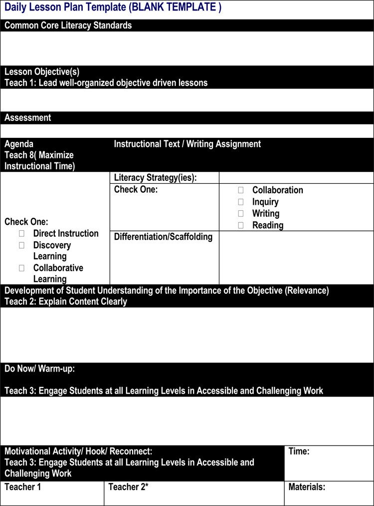 Lesson Plan Template Doc 14 Free Daily Lesson Plan Templates for Teachers