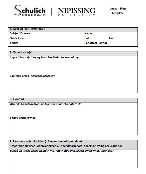 Lesson Plan Template Doc 59 Lesson Plan Templates Pdf Doc Excel