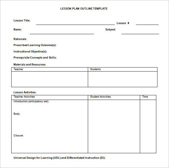 Lesson Plan Template Doc Lesson Plan Outline Template 10 Free Free Word Pdf