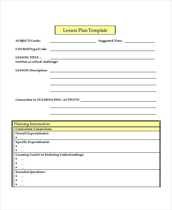 Lesson Plan Template Doc Lesson Plan Template 17 Free Word Pdf Document