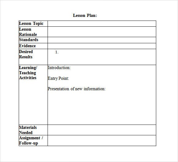 Lesson Plan Template Doc Sample Lesson Plan 9 Documents In Pdf Word