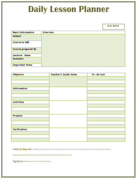Lesson Plan Template High School Daily Lesson Plan Template for Middle and High School