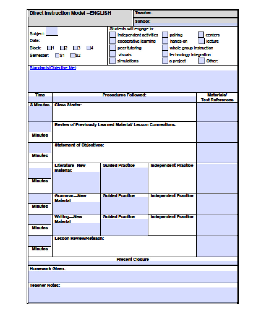 Lesson Plan Template High School Download High School Lesson Plan Template