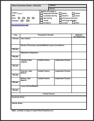 Lesson Plan Template High School High School Lesson Plan Template 1 I Like the Detail but