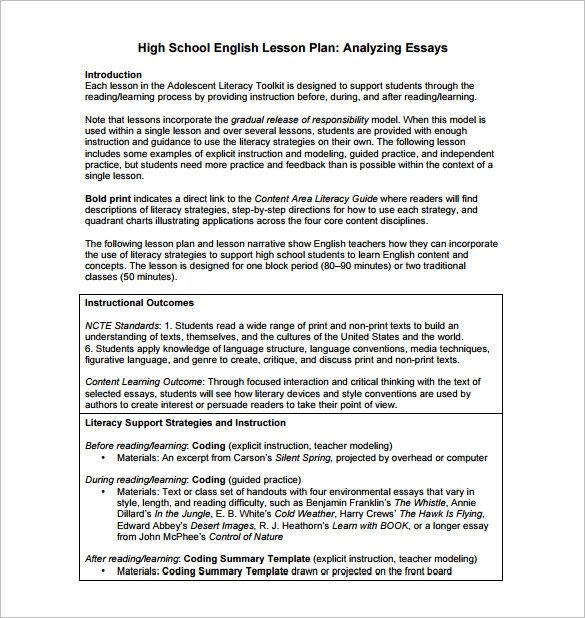 Lesson Plan Template High School High School Lesson Plan Template 6 Free Word Documents