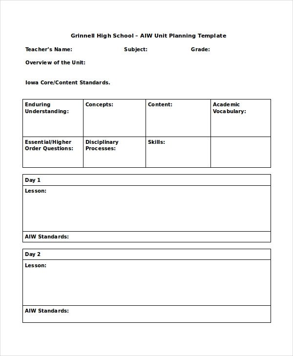 Lesson Plan Template High School Lesson Plan Template 17 Free Word Pdf Document
