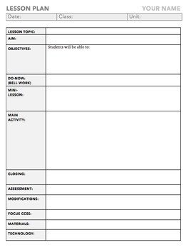 Lesson Plan Template High School Mon Core Lesson Plan Template for Middle and High