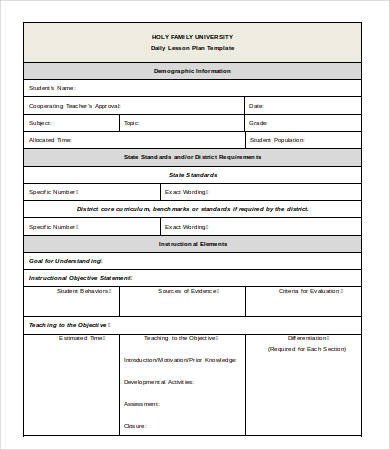 Lesson Plan Template Word Lesson Plan Template 17 Free Sample Example format