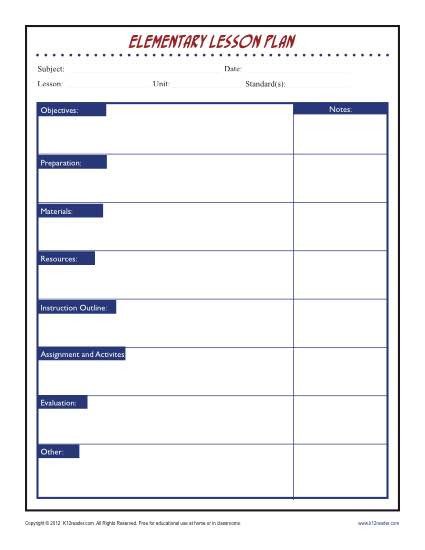 Lesson Plans Template Elementary Daily Single Subject Lesson Plan Template with Grid
