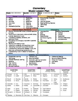 Lesson Plans Template Elementary Elementary Music Lesson Plan Template by Marissa Colon