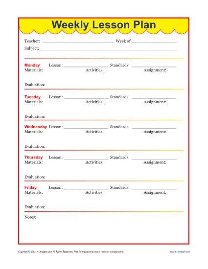 Lesson Plans Template Elementary Weekly Detailed Lesson Plan Template Elementary