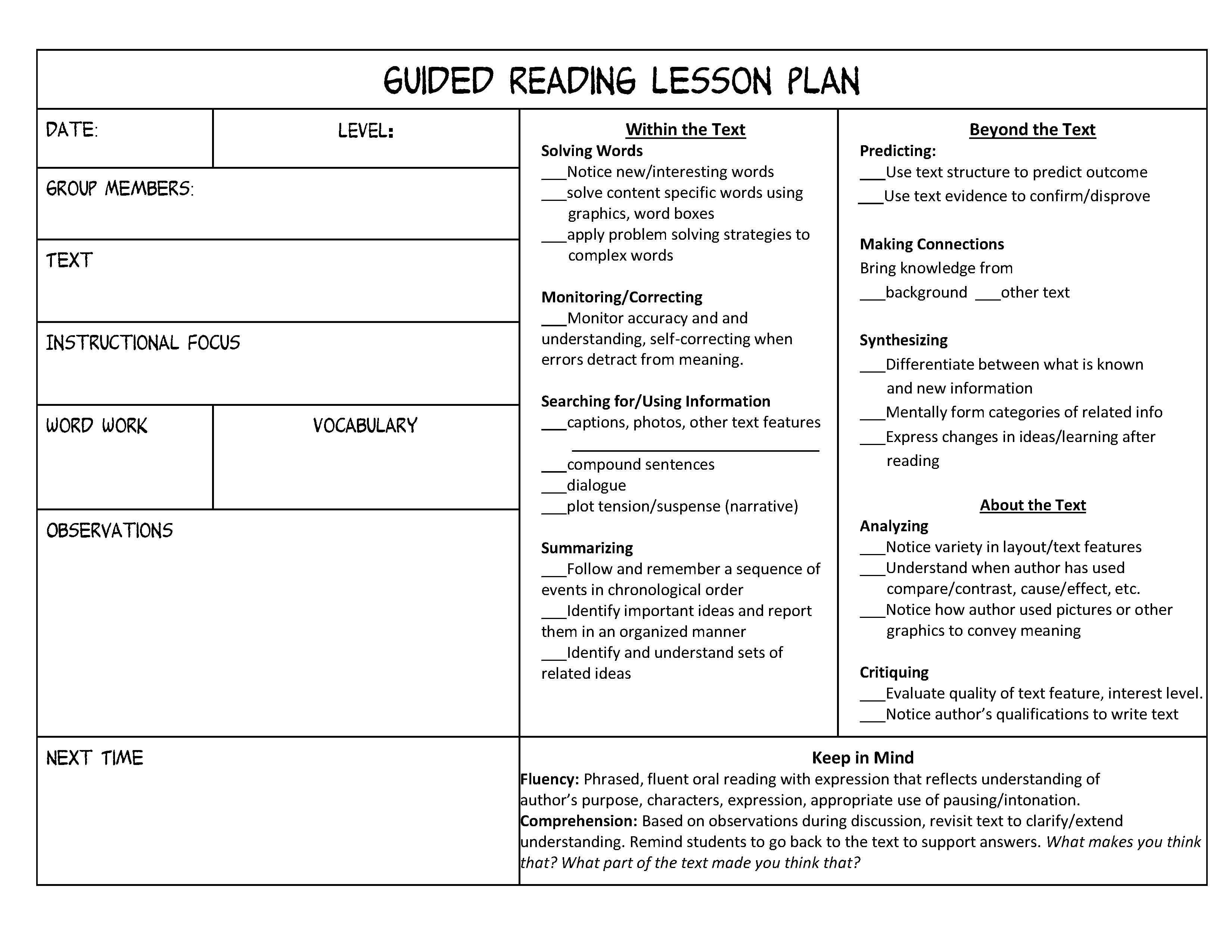 Lesson Plans Templates Free Guided Reading organization Made Easy