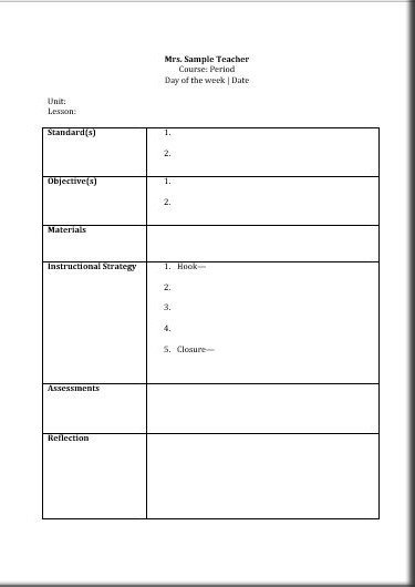 Lesson Plans Templates Free Printable Lesson Plan Template Free to