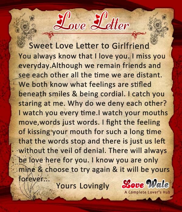 Letter for Your Girlfriend Sweet Loveletter to Girlfriend Love Letters